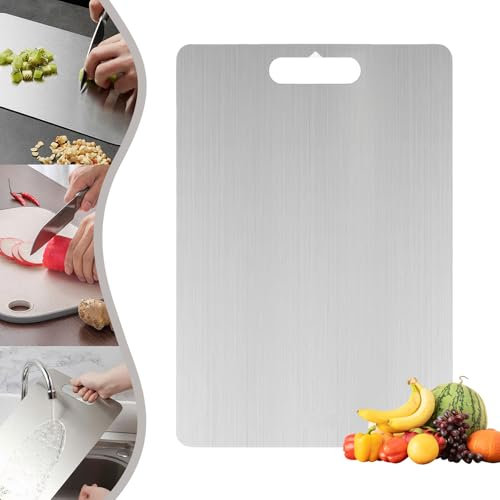 Titanium Cutting Board, Double Sided Chopping Board, Premium 304 Stainless Steel Chopping Boards for Kitchen, Preserving Original Taste of Ingredients, Dishwasher Safe & Easy to Clean(34 X 23 cm)