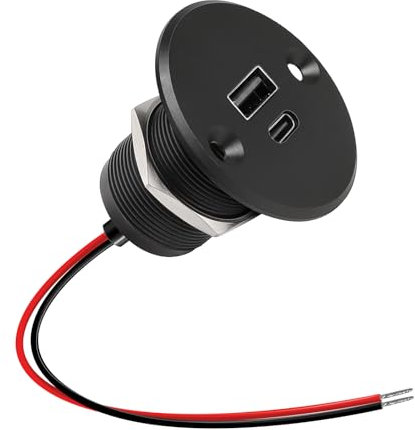 CamperXlite 24W 12V USB Steckdose Wohnmobil -QC 3.0 et PD 3.0, Aluminium Yacht USB Dose KFZ Schnellladegerät für Wohnwagen Anhänger Van LKW Boot (1 STK.)