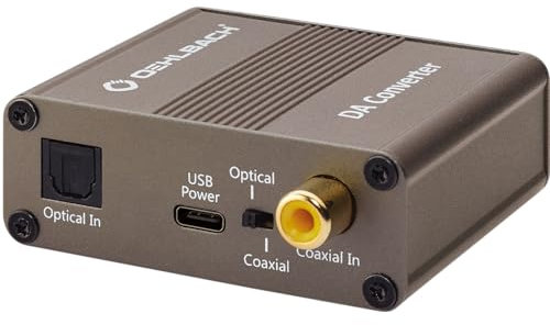 OEHLBACH Digi Bridge - Digital/Analog Audiowandler - Koaxial/Optisch, R-L/Klinke, USB-TypC Stromanschluss - Cirrus Logic Chip, Braun