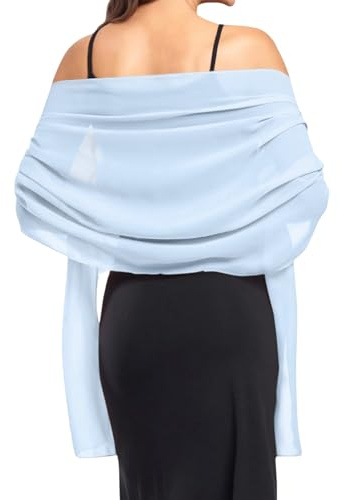 Shawls and Wraps for Evening Dresses Women's Chiffon Scarf Wedding Gown Shawl Formal Elegant Soft Silky Wraps Bridal Bridesmaid Party Scarves Ladiery Sheer Cover Up Shrugs Wear