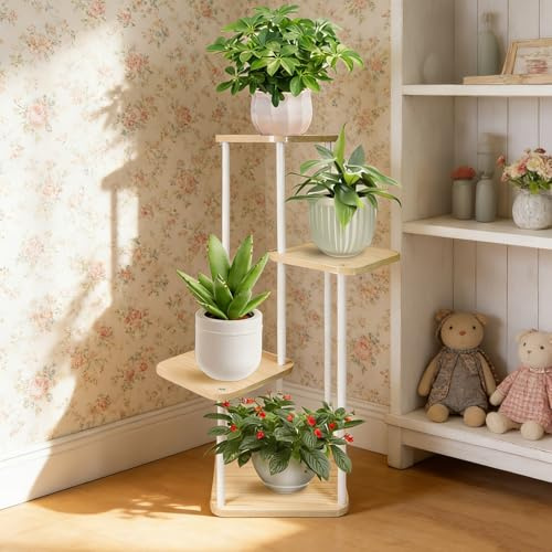 HUOLE - Soporte para plantas - Estantería de planta, estante de flores decorativo para interior y exterior, puerta de planta interior para varias plantas, 30 x 30 x 106 cm (5 capas - A)