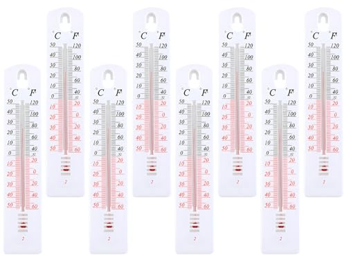 8Pcs Garden Thermometer Outdoor and Room Thermometer Indoor, Dual Scale Outdoor Thermometer with Mount for Home, Greenhouse, and Wall Use