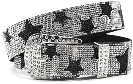 GNOLONG Y2K Rhinestone Star Belt for Men Women -Studded Belts Glitter Vintage Punk Waist Belts Street Accessories