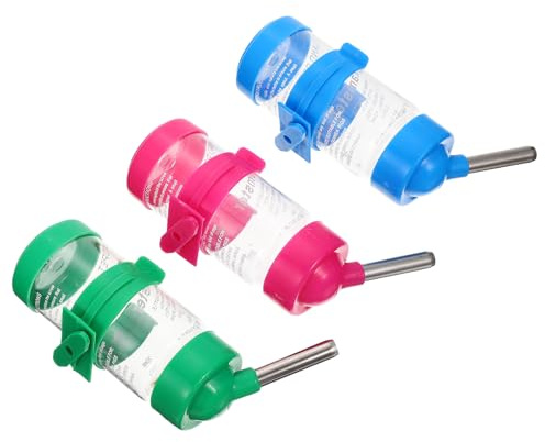 Generic Botellas de Agua Colgantes para Hámster 80 Ml 3 Piezas Plástico Práctico para Conejos y Pequeños Roedores Suministro Fácil de Usar para Mascotas Pequeñas Color Color Aleatorio