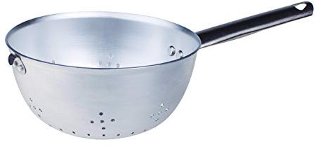 Pentole Agnelli, ALMA14018, Colapasta Sferico con 1 Manico Tubolare e Gancio in Acciaio Inox, Alluminio, Argento