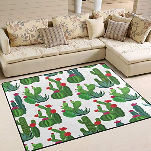 BKEOY Extra großer Teppich Pflanze Kakteen Kaktus Bereich Teppich Schlafzimmer Wohnzimmer Esszimmer Küche Fußmatte Fußmatten Teppich 160 x 122 cm bis 203 x 147 cm, Polyester, multi, 160 x 122cm