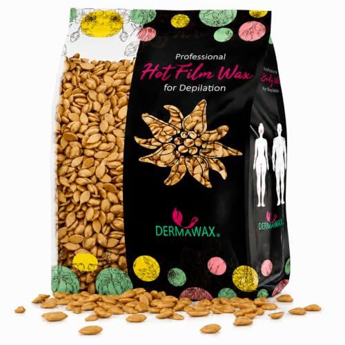 DERMAWAX Gold vaxpärlor 1 kg – Hard Wax Beads för hårborttagning | Guldfärgat filmvax som appliceras tunt för kort och grovt hår på ansikte, armhålor, ben och bikini – utan separata vaxremsor