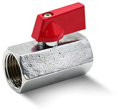 DOJA Barcelona | Valvula de Esfera Mini | Rojo | 3/8 | H - H | Valvula de Esfera Mini Fontaneria de Laton Cromado | Mini Valvula Bola para Bombas de Agua, Tanques, Grifo Exterior, Conexiones de Agua