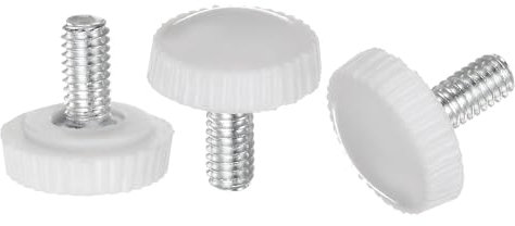 sourcing map 30pcs M4 x 6mm Metric Male Thread Knurled Knobs, Thumb Screw Clamping Knobs Grip Plastic Handle Hand Knobs with Threaded Stud, White