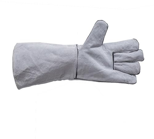 TopHomer 1 Pair White Welding Gloves, Long Leather Gauntlets, Heat Resistant for Tig Welding Metal Work Protective Gloves for Welders Metalworkers