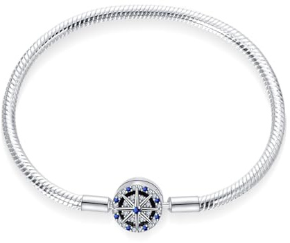HappyStar Pulsera Serpiente Plata de Ley 925 Pulsera mujer,pulseras Bead Charm para mujer, pulsera de plata de ley con cierre Regalos para mujeres.