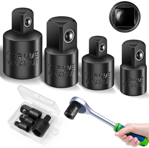 Furuising 4 Piezas Adaptador de Llave de Vaso de 1/4 a 3/8, 3/8 a 1/4, 3/8 a 1/2, 1/2 a 3/8, Adaptador de vaso de impacto, Eadaptador para Vasos de Carraca para Vaso, Broca