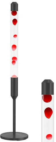 Kyzfy Lavalampe, 120 cm, flüssige Bewegungslampe, Magma-Lampe, Stimmungsentspannungslicht, geeignet für Heimdekoration, Wohnzimmer, Büro, Schlafzimmer, Café (weißes wasserrotes Wachs/Schwarz, 120,7 cm