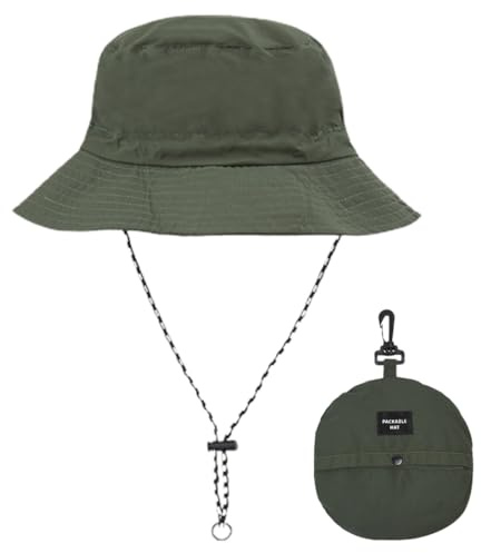 Chapeau de pêcheur avec ficelle imperméable pour femmes et hommes, chapeau de safari réglable, coupe-vent, chapeau de pêche, plage, marche, escalade, vert olive