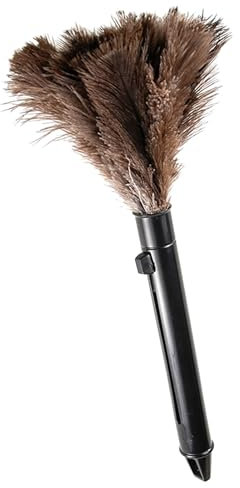 Cleminsta Plumero de Pluma de Avestruz, Plumero Atrapapolvo Duradero, Plumero para Avestruz, Plumero Plumas con Mango Retráctil, AtrapaPolvo Reutilizable para Casa, Oficina y Coche