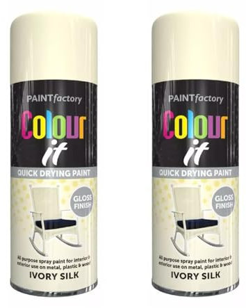 SDMAX Ivory Silk Gloss Spray Paint, Ivory Finish, Quick Drying, Long Lasting, Non-Cracking, Easy To Use, Lightweight And Portable, Interior And Exterior Use, 400ml (2PCS)