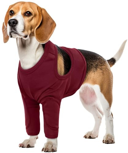 Vorderbeinschutz Hund XL, Hundebody Nach Op, Ellenbogenschutz Vorne, Bein Wunde Schutz, Ellbogen Bandage (Rot, XL)