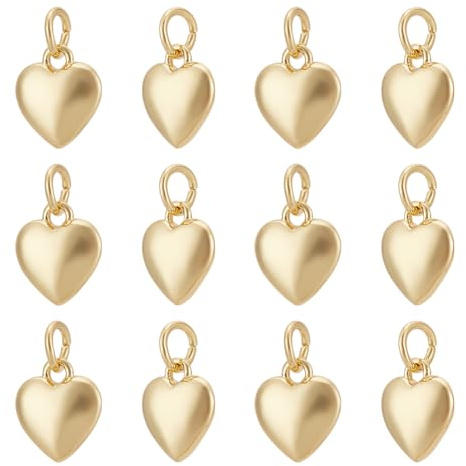 UNICRAFTALE 12 stycken 18 karats guldpläterade hjärthängen kärlekshängare metall buskiga kärlekshjärta hängen metallhalsband hänge att göra som en gåva till alla hjärtans dag eller mors dag,