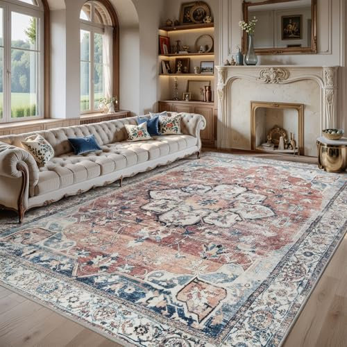 Sour Lemon Rugs Living Room Large 160x230 - Machine Washable Rug - Area Rugs for Bedroom - Large Boho Rug Vintage Rugs Anti Slip Fluffy Carpet for Living Room, Bedroom