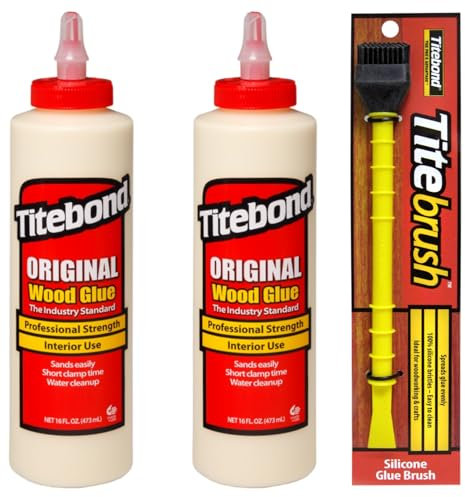 Titebond - 2 colla per legno originale da 473 ml, colla per legno per interni + applicatore per colla Titebrack, colore nero