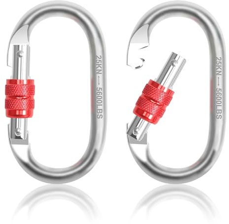 2 Stück Karabinerhaken Groß Karabiner Klettern 25KN O-Förmige Klettern Sicherheitskarabiner Tragfähigkeit 2500 kg Kletter Karabiner für Hängematte Camping Klettern