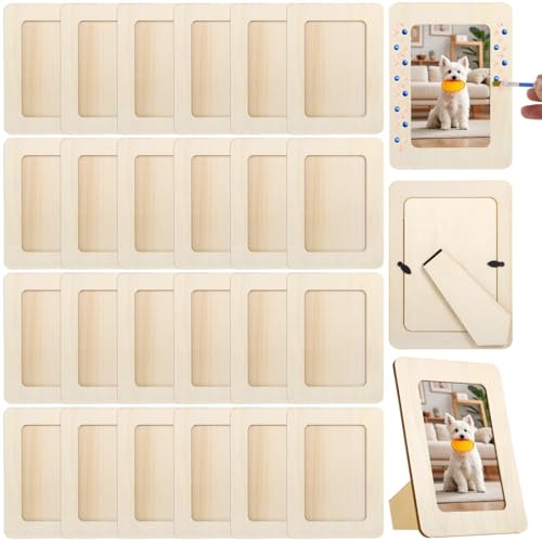 24 Stück unlackierte Holz-Bilderrahmen, 14 x 19,1 cm, bemalbare Bilderrahmen für DIY-Projekte, Schulhandwerk, Heimdekorationen