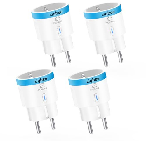 EIGHTREE Zigbee Smart uttag, 16 A, Zigbee-repeater, hub-krav, kompatibel med hemassistent, hubitat, SmartThings, Alexa