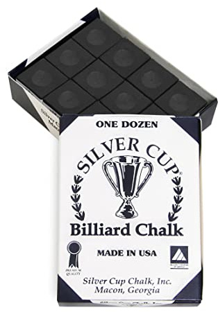 SILVER CUP Billiard CHALK - ONE DOZEN (Black)