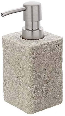 Inbagno Dispenser per Sapone Liquido Effetto Pietra, in Resina, 7 x 7 x H 15.8 cm, Beige
