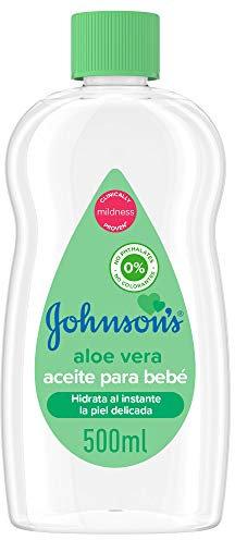 Johnson's Baby Aceite corporal hidratante para bebés con aloe vera (500 ml), aceite de bebé hipoalergénico para toda la familia, probado por pediatras, apto para masajes