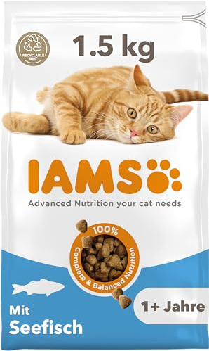 IAMS for Vitality Katzenfutter trocken mit Fisch - Trockenfutter für Katzen im Alter von 1-6 Jahren, 1,5 kg