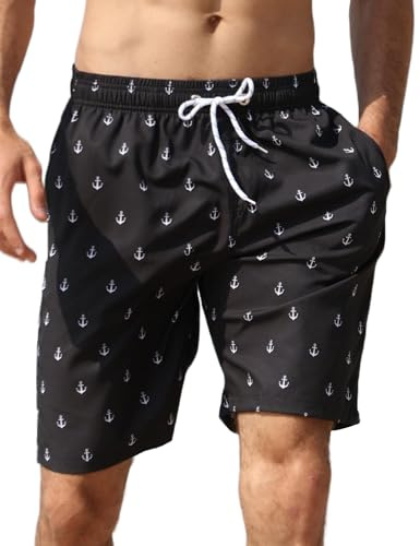 APTRO Men's Swim Trunks Swimming Shorts Board Shorts Quick Dry Beach Shorts Big and Tall Swim Shorts Black MK106 S