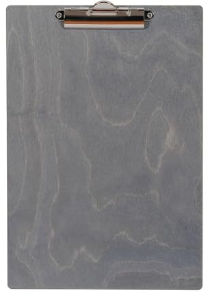 Bütic Holz Klemmbrett Standardform Clipboard A4 aus 3 mm Birkensperrholz und mit widerstandsfähigem Klarlack versiegelt, Farbe:Grau