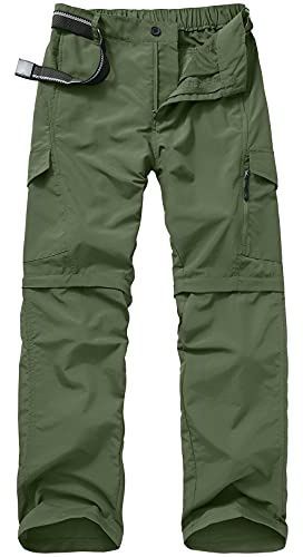 Jessie Kidden Pantalones de senderismo para hombre, de secado rápido, convertibles, ligeros, transpirables, impermeables, para pesca al aire libre, trabajo, con cremallera, 6088 #Verde militar, 44