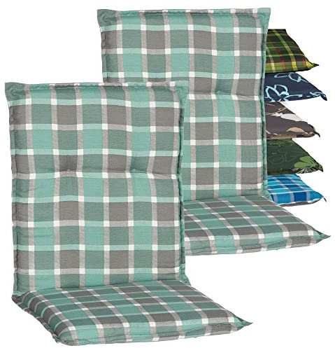 Beo® Barcelona Niedriglehner Gartenstuhlauflagen 2er Set | Waschbar | Made in EU | Öko-Tex Standard | Atmungsaktive Sitzkissen Outdoor | UV-beständige Polsterauflagen