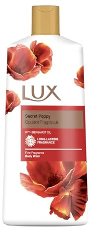 LUX Secret Poppy Body Wash with Bergamot Oil - Gentle & Soothing Shower Gel, Nourishing Body Cleanser, Aromatic Fragrance Bath Soap, Pack of 1, 600 ml