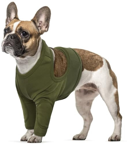 Dog Elbow Protector, Dog Body Suit With Legs Protection For Front Limb Injuries, Stop Pet From Licking Sore Leg(ArmyGreen, S)