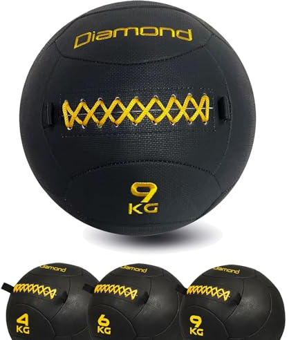 G5 HT SPORT Wall Ball DIAMOND per Crosstraining [4, 6, 9 kg] Palla Professionale in Pelle con Cucitura Rinforzata | Palla Medica, Palla Fitness per Workout Intensivi e Competizioni (4, Chilogrammi)