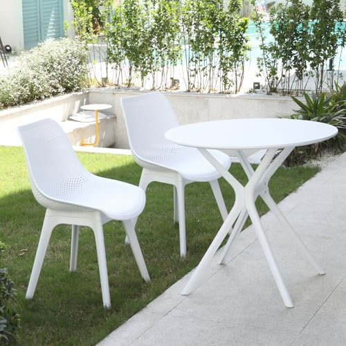 chairus Gartenmöbel Balkonset Gartentisch mit 2 Stühle für Terrasse Kunststoff Gartengruppe Outdoor Lounge Möbelsets Modern Bistroset für Garten (Weiß)