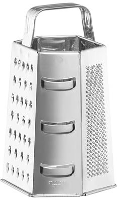 HENDI Râpe manuelle à 6 faces, multifonctionnelle, râpe cuisine à fromage, coupe trancheuse à légumes, 135x113x(H)215mm, en acier inoxydable