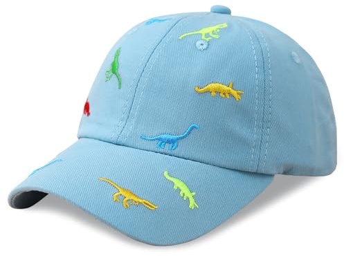 TUONYIS Bleu Casquette de Baseball pour Enfants,Chapeau de Soleil Ajustable pour Tout-Petits,Dinosaure Brodé Chapeaux de Soleil pour Garçons et Filles pour la Marche Voyages et la Plage(Bleu)