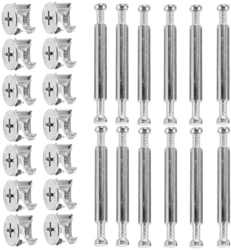 JECOMPRIS 10sets Double Head Connection Screw with Adjustable Eccentric Wheel Iron for Wardrobe and Cabinet Assembly