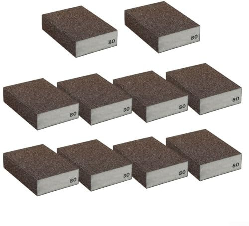 Lot de 10 éponges à poncer multi-grains pour un polissage efficace sur le bois, le métal et une utilisation humide et sèche (grain 80)