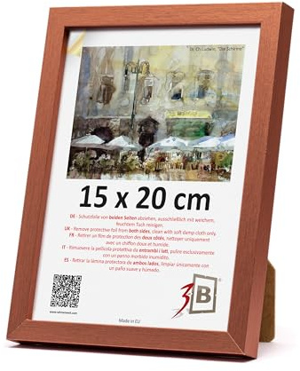 3-B Bilderrahmen MEGA - Marco de fotos, marco de retratos (madera, cristal acrílico, 15 x 20 cm), color rojo cobre