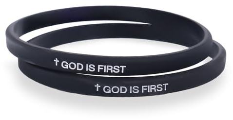Mikovivi 2uds Pulsera Cristiana, Dios es lo Primero Versículos Bíblicos Accesorio Cristiano Inspirador para Mujeres y Hombres Regalo Religioso (Negro y Negro)