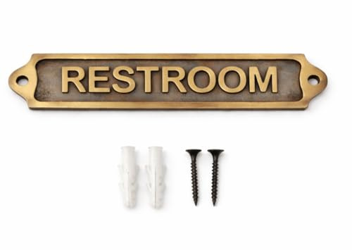Antique Effect Restroom Sign | Vintage Style Metal WC Washroom Door Plaque | Raised Lettering | Hotel & Office Quality | 21.5 x 4.5 cm | Dollond London