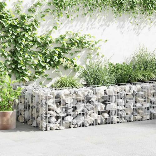 Parete per gabbioni in acciaio zincato, 630 x 30 x 50 cm, robusto muro da giardino per paesaggi, protezione dal rumore e bordatura decorativa per aiuole
