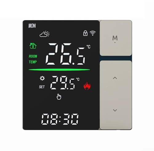 Termostato inteligente para Tuya Calefacción eléctrica de suelo de agua y gas, plataforma de múltiples voz, control remoto, ahorro de energía, seguridad mejorada, elegante, moderno (gris 3A-WIFI)
