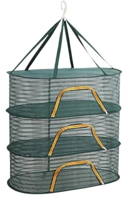 ZHSOAO 3-lagers fällbart nät torkställ med dragkedjor bärbar nylon torktumlare multifunktionsrep för trädgård för underkläder