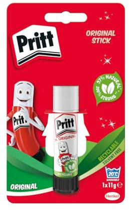 Pritt Glue Stick, Safe & Child-Friendly Craft Glue for Arts & Crafts Activities, white, 1x11g Pritt Stick, Packaging may vary